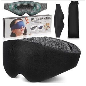 3D Sleep Mask for Women Men Light Blocking Travel Flying Adjustable Strap Soft